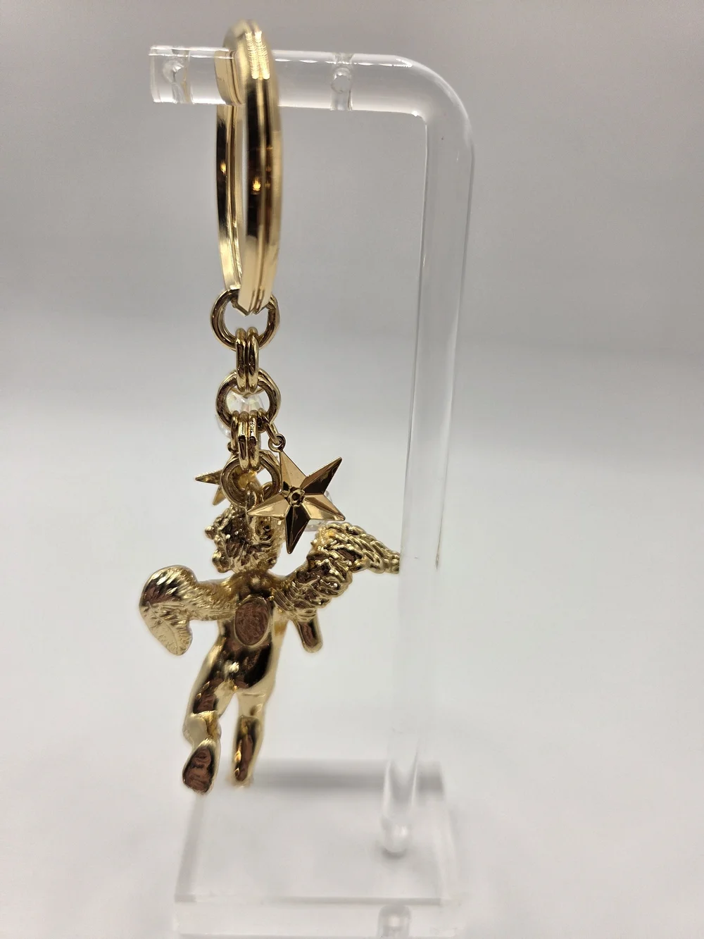 1685. Kirks Folly Gold Angel Cherub Keychain with Iridescent Beads